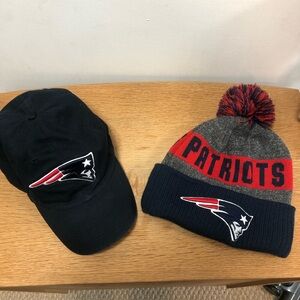 New England Patriots gear - hat, beanie and t shirt